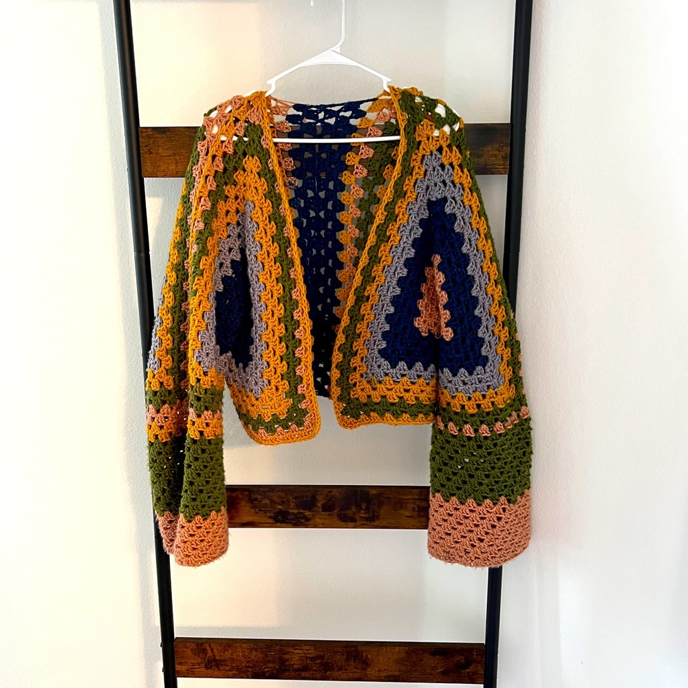 Crochet sweater women, oversized Boho sweater, Hand Knitter.